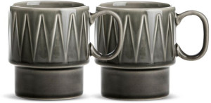 COFFEE & MORE COFFEE MUG 2-PCS, GREY
